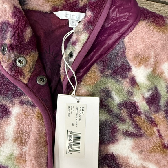 Calme by Johnny Was Purple Floral Printed Fleece Jacket size small - Picture 5 of 7